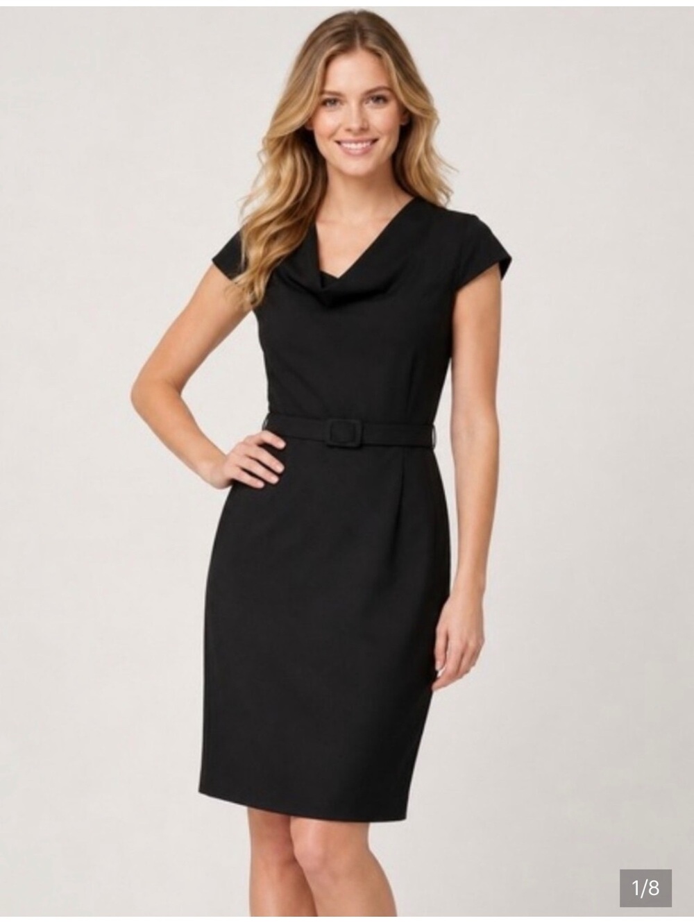 Calvin Klein Black Cowl Neck Sheath Dress Size 6 | Classic Work Office Dress